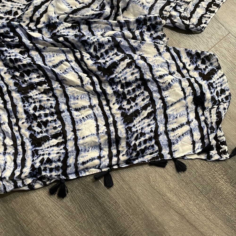 NWT Lane Bryant Blue Tie Dye Kimono Scarf Cardigan Wrap Shawl - Picture 7 of 8